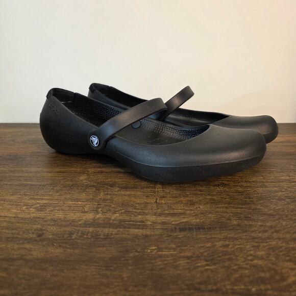 Crocs Alice Work Mary Jane Flats Black Women’s Size 7 Slip Resistant Comfort - Picture 1 of 15